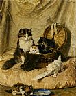 Henriette Ronner-knip Famous Paintings - Kittens At Play